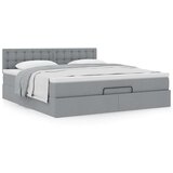 vidaXL Otomanski posteljni okvir z vzmetnico siv 180x200 cm blago | Shoptok.si