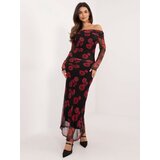 Fashionhunters Black and red long Spanish dress with roses | ePonuda.com