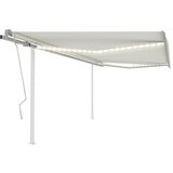 vidaXL Ročno zložljiva tenda z LED lučkami 4x3,5 m krem Cene