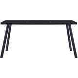  Blagovaonski stol crni 180 x 90 x 75 cm od kaljenog stakla | shoptok.hr