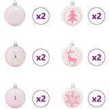 vidaXL Set Božićnih Ukrasnih Kuglica 40 pcs Bijela i roza | shoptok.hr