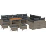 vidaXL 14-dijelni vrtni set sofe s jastucima siva poli ratan akacija | shoptok.hr