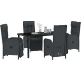vidaXL 5-delni vrtni jedilni set z blazinami črna poly ratan | Shoptok.si