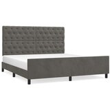  Posteljni okvir z vzglavjem temno siv 160x200 cm žamet, (20788032) | Shoptok.si