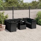 vidaXL 10-dijelni set vrtnih sofa s jastucima crni od poliratana | shoptok.hr