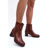 Sergio Leone Women's Ruched Booties On Heel Brown Liriam | ePonuda.com