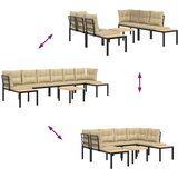  5-dijelni set vrtnih sofa s jastucima čelik obložen prahom crni | shoptok.hr