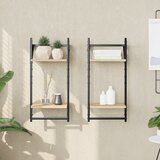 Maison Chic 2 kosi Stenske Police - Viseče police s prečkami sonoma hrast 30x25x65 cm, (21793872) | Shoptok.si