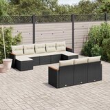  10-dijelni set vrtnih sofa s jastucima crni od poliratana Cijene