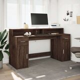 vidaXL Radni stol s LED svjetlima smeđa boja hrasta 160x55x91cm drveni | shoptok.hr