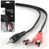 CCA-458-5M 3.5mm stereo plug to 2 phono plugs audio 5m kabal