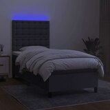  Box spring postelja z vzmetnico LED temno siva 90x200 cm blago, (20929621) | Shoptok.si