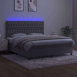  Box spring s madracem LED svjetlosivi 180x200 cm baršun | shoptok.hr