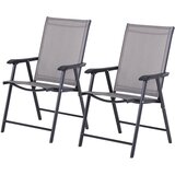 Outsunny Komplet 2 zložljivih zunanjih stolov iz jekla in tekstilnega materiala za vrtno teraso Veranda, siva, 58 x 64 x 94 cm, (20754290) | Shoptok.si