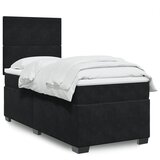 vidaXL Box spring postelja z vzmetnico črn 90x190 cm žamet | Shoptok.si