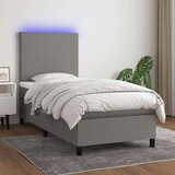  Box spring postelja z vzmetnico LED temno siva 90x200 cm blago, (20789224) Cene