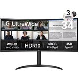 LG 34” UltraWide Curved VA WQHD 3440x1440@100Hz, 21:9, 3000:1, 300 cd/m², 5ms, 178º/178º, HDR10, 2 HDMI, 1 DP, 1 USB-C, 2 USB Downstream Port 3.0, VESA, Titl/Height, Black, 3yw | ePonuda.com