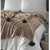 Mijolnir Smeđi prekrivač od mikropliša za bračni krevet 200x220 cm Pufffy –
