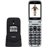 Evolveo EasyPhone FS , 2,8 mobilni telefon na preklop za starejše s polnilnim stojalom (Črn) | Shoptok.si