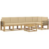 vidaXL Zunanja garnitura za sedenje 7 pcs Bela in bež Poliester, (5000281906) | Shoptok.si