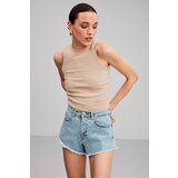 Grimelange Janette Knitted Fitted Beige Singlet | Shoptok.si