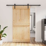  Klizna vrata Prirodna i crna 100 x 210 cm Čvrsta borovina | shoptok.hr