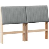 vidaXL Tapecirano vzglavje Svetlo siva 140 cm Masivno borovo les | Shoptok.si