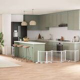 vidaXL Ograda za pse z vrati zložljiva 9 panelov bela 450 cm les | Shoptok.si