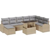 vidaXL set od 9 komada sofe za vrt s jastučićima bež poli ratan, 2-sjedalna sofa za vrt s pohranom i jastučićima bež poli ratan | shoptok.hr