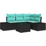 vidaXL Vrtna sedežna garnitura 5 pcs Črna Poly ratan, (5000063182) | Shoptok.si