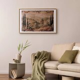  Plakat - Mediterranean Landscape - Old Tapestry with a Hill and Lake 40x60 Zlatni okvir s margom | shoptok.hr