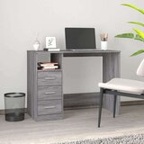 vidaXL Pisalna miza s predali siva sonoma 102x50x76 cm inženirski les | Shoptok.si