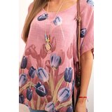 Kesi Włoski Women's cotton shirt with a floral pattern dark pink | ePonuda.com