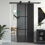  Klizna vrata crna 90 x 205 cm od kaljenog stakla i aluminija | shoptok.hr