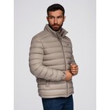 Ombre Men's lightweight jacket of combined materials with hood and decorative quilting - black | shoptok.hr