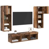 vidaXL TV stenske enote 5 pcs Črna Orehovina 60 x 30 x 30 cm | Shoptok.si