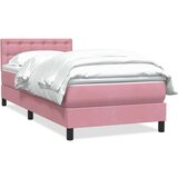 Box spring postelja z vzmetnico roza 80x220 cm žamet, (21792485) | Shoptok.si