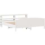 vidaXL Posteljni okvir z vzglavjem bel 200x200 cm trdna borovina, (21304037) | Shoptok.si