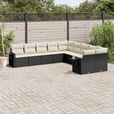  10-dijelni set vrtnih sofa s jastucima crni od poliratana | shoptok.hr