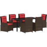  Vrtni set za objed s jastukom 7 pcs Smeđa Poli ratan | shoptok.hr