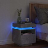  Noćni ormarić s LED svjetlima siva boja betona 40x39x48,5 cm | Eponuda.com