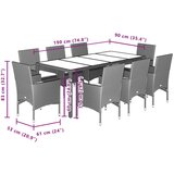  9-dijelni vrtni blagovaonski set s jastucima poliratan i staklo | shoptok.hr