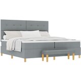vidaXL Box Spring Krevet s Madracem i Klupom Svjetlosiva 200x200 cm Tkanina Cijene