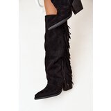 Boto Women's Cowboy Boots With Fringes On A Heel Black Tivara | ePonuda.com