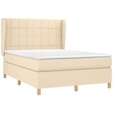  Box spring postelja z vzmetnico krem 140x200 cm blago, (20897474) | Shoptok.si