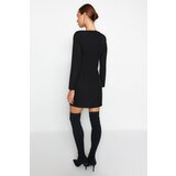 Trendyol Black Straight Cut Mini Dress With Button Detail Woven Dress | Shoptok.si