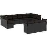  13-dijelni set vrtnih sofa s jastucima poliratan crni | shoptok.hr