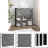 The Living Store Organizator za shranjevanje kock z 9 kockami in vrati Black PP - Kockasta Omarica Za Shranjevanje, (21744465) Cene