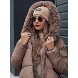 DStreet Women's winter jacket FURSOFT quilted with hood dark beige | Eponuda.ba