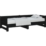  Dnevni ležaj na izvlačenje 2x(90x200) cm crni od borovine | shoptok.hr